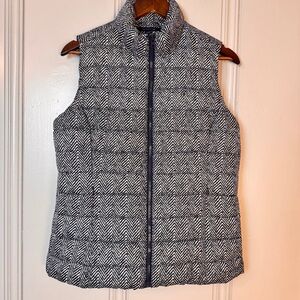 Tommy Hilfiger Quilted Herringbone Puffer Vest Navy Women's size M Zip Front